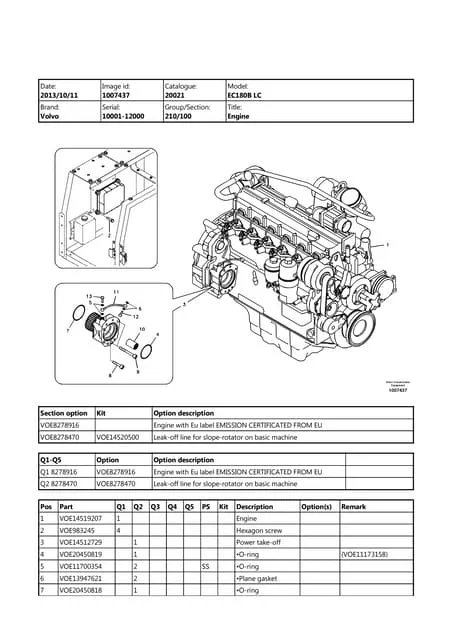 Volvo Ec55-2 Compact Excavator Service Parts Catalog Manual