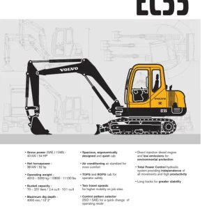 Volvo Ec55-2 Compact Excavator Service Parts Catalog Manual