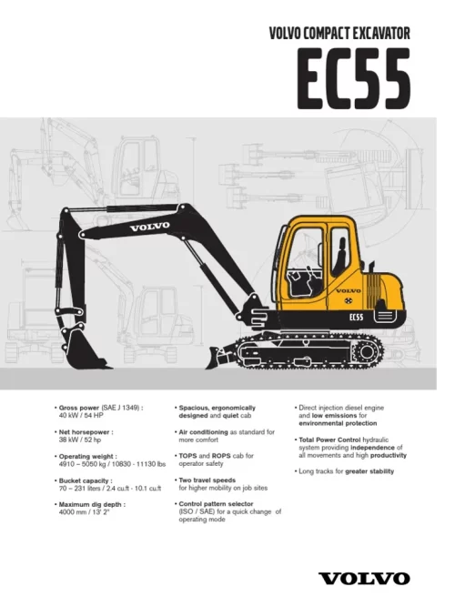 Volvo Ec55-2 Compact Excavator Service Parts Catalog Manual