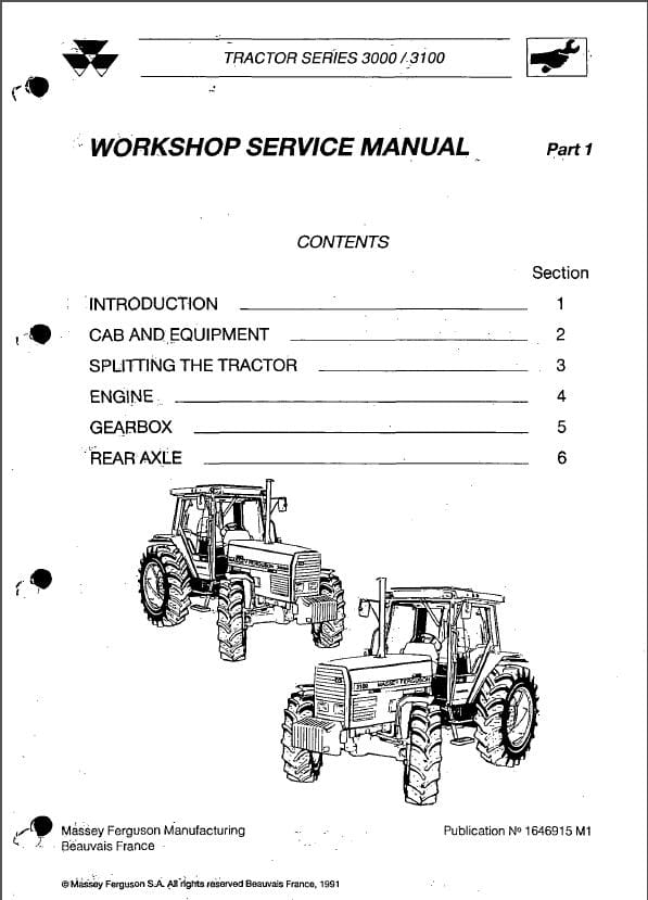 1-Massey Ferguson Mf 3000 Mf 3100 Series Workshop Service Repair Manual Massey Ferguson Mf 3000 Mf 3100 Series Workshop Service Repair Manual