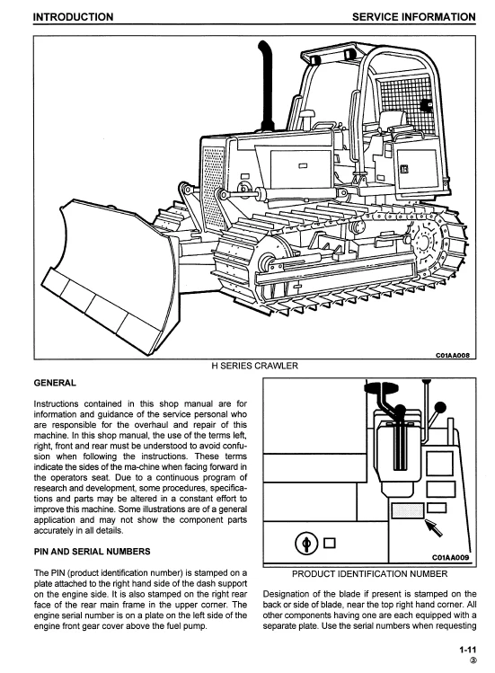 Komatsu Td-7h, Td-8h, Td-9h Crawler Tractor Workshop Service Repair Manual