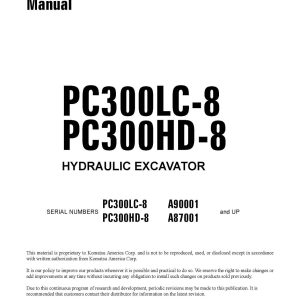 Komatsu Pc300lc-8 Hydraulic Excavator Workshop Service Manual Komatsu Pc300lc-8 Hydraulic Excavator Workshop Service Manual