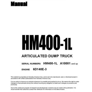 Komatsu Hm400-1 Articulated Dump Truck Operation & Maintenance