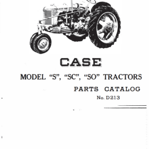 Case S, SC and SO Tractor Repair Service Manual and Illustrated Parts Catalog Manuals
