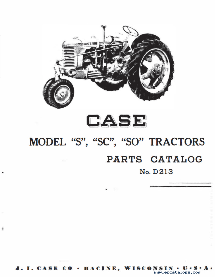 Case S, SC and SO Tractor Repair Service Manual and Illustrated Parts Catalog Manuals