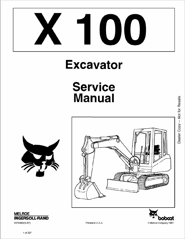 Bobcat X100 Excavator Service Repair Workshop Manual Bobcat X100 Excavator Service Repair Workshop Manual