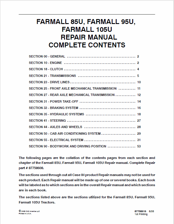 Case IH Farmall 95U 105U 115U Pro EP Service Manual