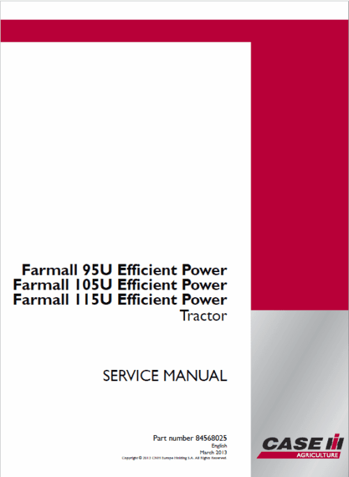 Case IH Farmall 95U 105U 115U Pro EP Service Manual