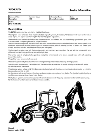 Volvo Backhoe Loader Bl70b 3 Electrical Information Systems