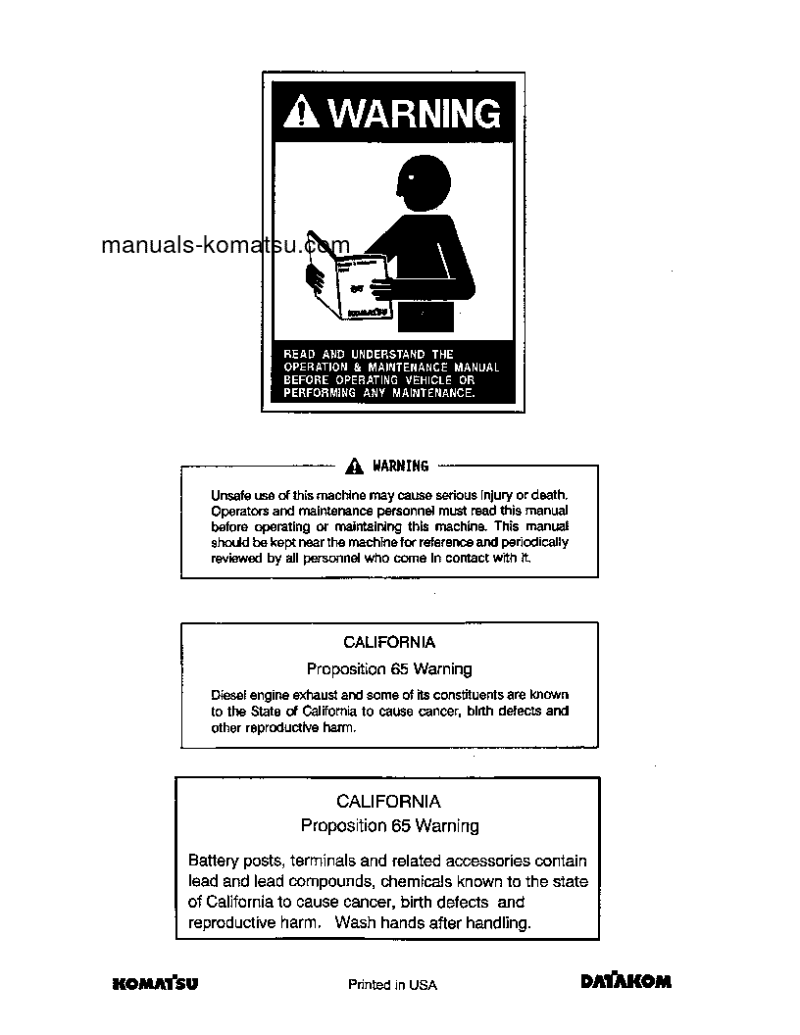 2-Komatsu PC200-8 operation and maintenance manual Komatsu PC200-8 operation and maintenance manual