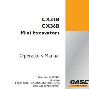 Case Cx31b Cx36b Excavator Operators Manual