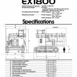 Hitachi ex1800-3 specs Excavator Service Repair Manual