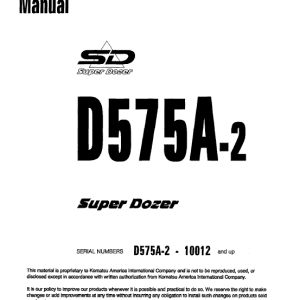 Komatsu D575a-2 Dozer Bulldozer Workshop Service Manual