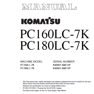 1-54 Komatsu Pc180lc-5k Excavator Service Manual