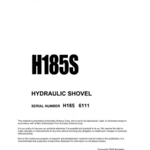 Komatsu H185s Hydraulic Shovel Service Repair Manual