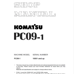 Komatsu Pc09-1 Galeo Hydraulic Excavator Maintenance Manual Komatsu Pc09-1 Galeo Hydraulic Excavator Maintenance Manual