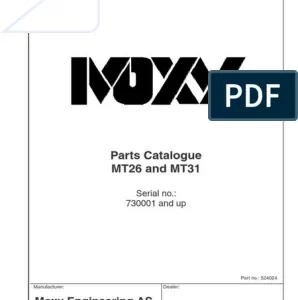 Daewoo Doosan Mt25, Mt26, Mt31 Moxy Articulated Service Parts Manual