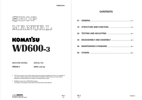 37584471 Komatsu WD600-3 Wheel Dozer Manual