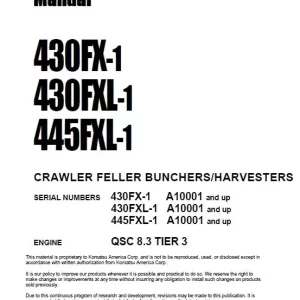 Komatsu 430FX-1 430FXL-1 Crawler Feller Buncher Service Manual