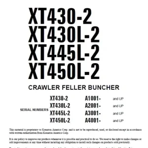 Komatsu XT430-2, XT430L-2, XT445L-2, XT450L-2 Crawler Buncher Service Repair Manual