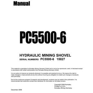 Komatsu Pc5500-6 Hydraulic Shovel Service Repair Manual