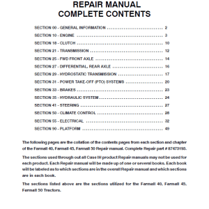 Case Farmall 40 50 B T3 Tractor Workshop Service Manual