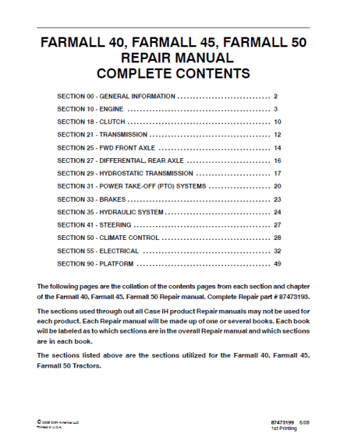 Case Farmall 40 50 B T3 Tractor Workshop Service Manual