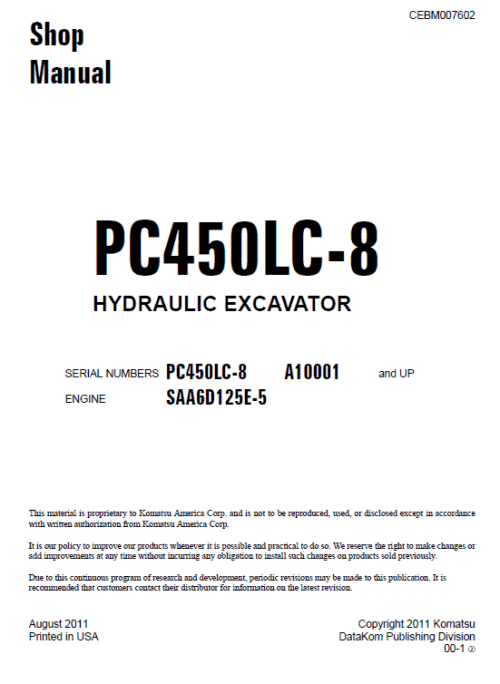2-73 (1) KOMATSU Pc450-8 Pc450lc-8 Repair Service Manual