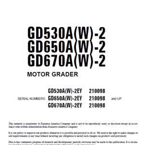 Komatsu Gd530a-2e Workshop Repair Service Manual