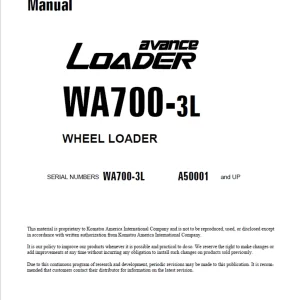 Komatsu WA700-3L Wheel Loader Parts Catalogue Manual
