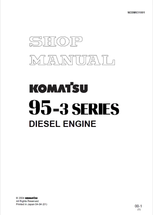 Komatsu Service Diesel Engines 95-3 Excavator Manual