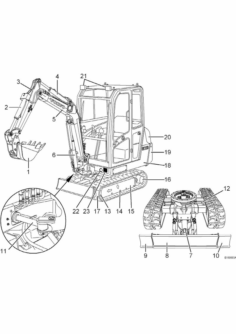 Volvo Ec15 Xr Ec15xr Excavator Service Parts Manual