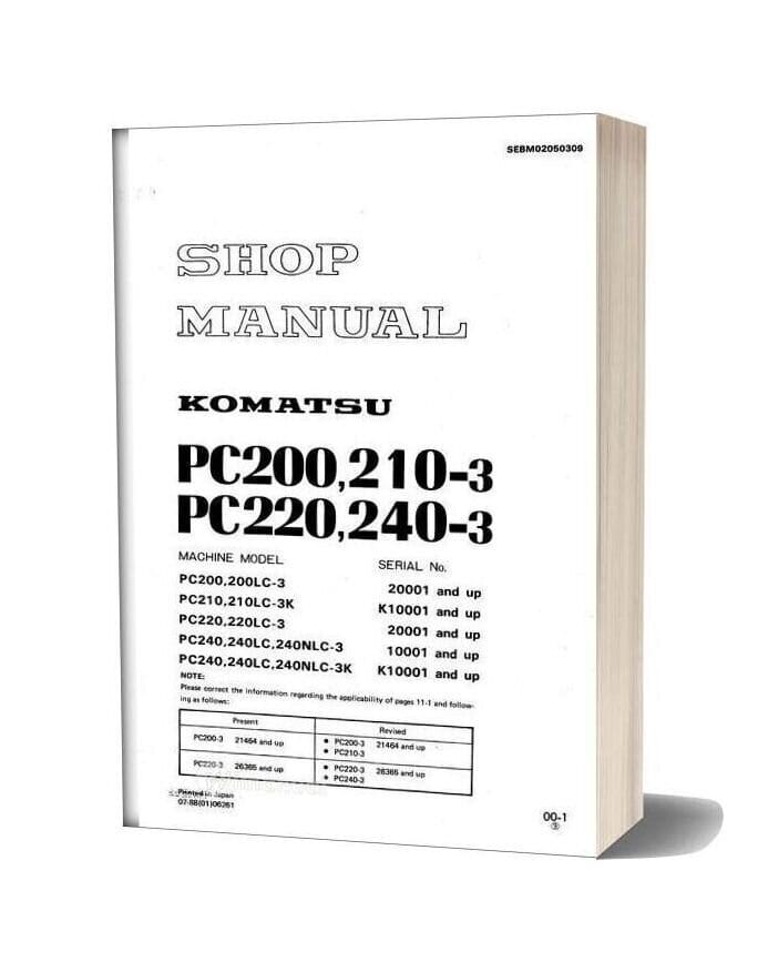 Komatsu Pc200-3 Pc210-3 Pc220-3 Pc240-3 Service Manual