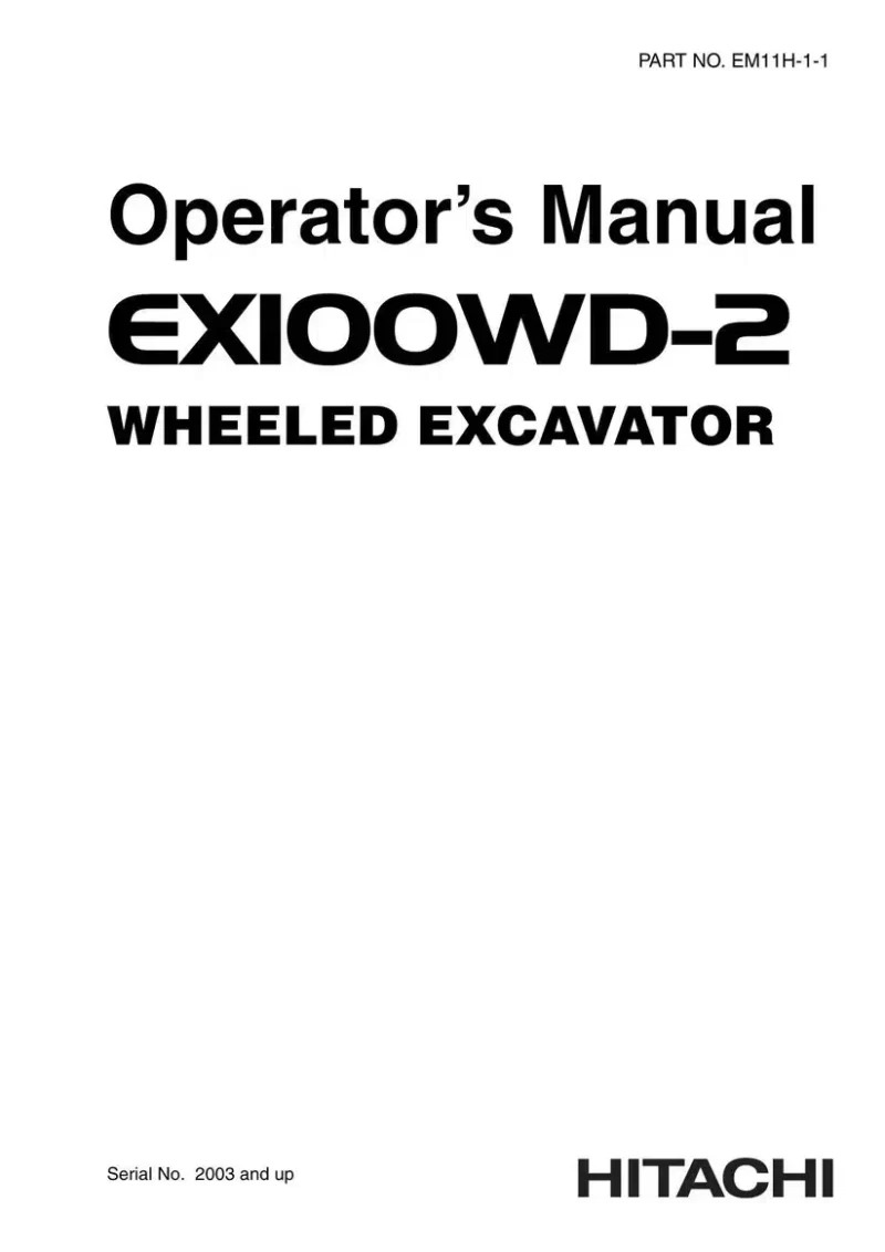 Hitachi Ex100wd-2 Wheeled Excavator Operators Manual