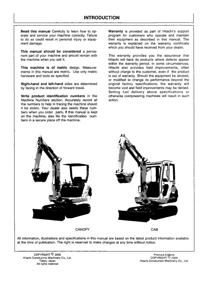 Hitachi Ex12-2 Mini Excavator Parts Manual