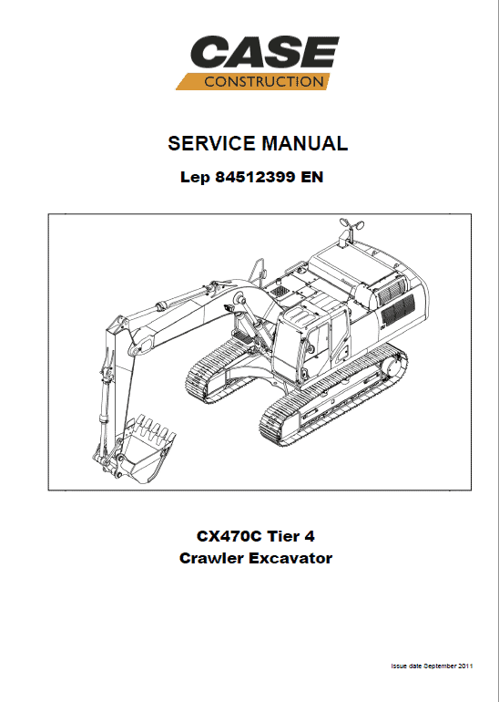 Case Cx470c Crawler Hydraulic Excavator Tier 4 Service Manual