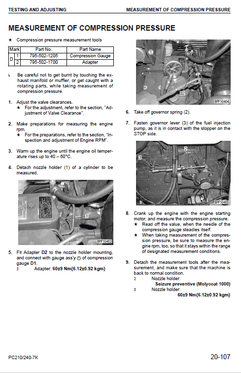 Komatsu Hydraulic Excavator PC210-7K, PC210LC-7K Service Manual
