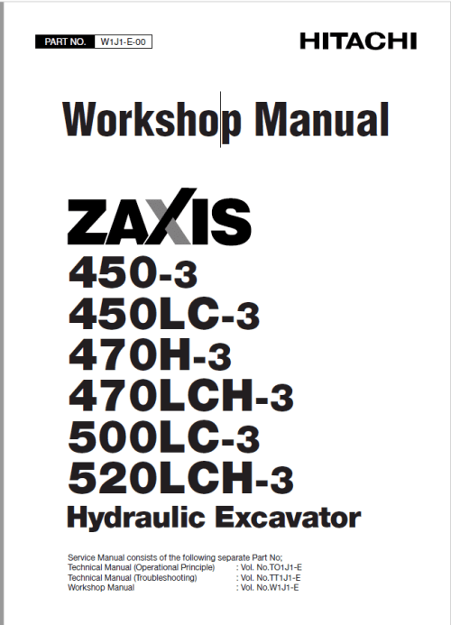 Hitachi Zaxis Zx450-3 Crawler Excavator Service Manual