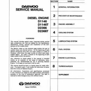 Doosan D1146T D1146TI DE08TS DE08TIS Engine Maintenance Manual-4 Doosan D1146T D1146TI DE08TS DE08TIS Engine Maintenance Manual
