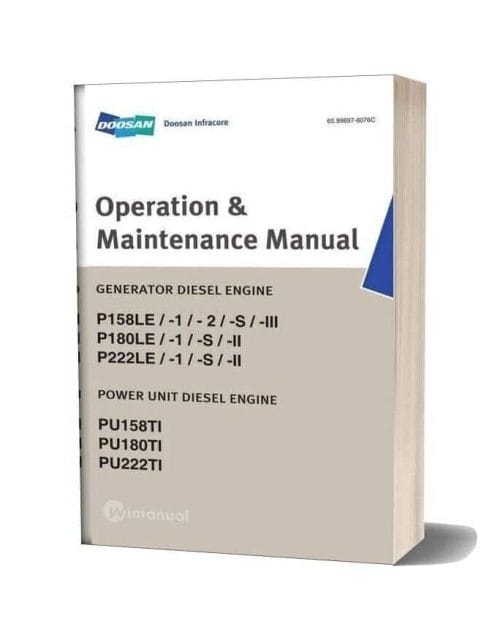 Doosan P158LE, P180LE, P222LE, PU158TI Diesel Engine Operation & Maintenance Manual