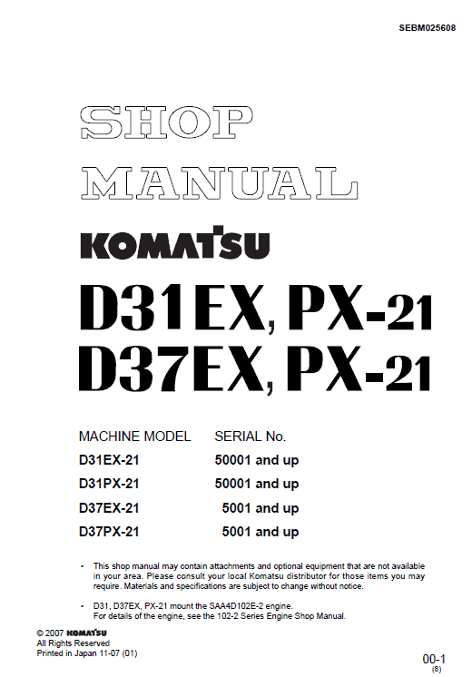 Komatsu D31EX PX-21 Operation & Maintenance Manual
