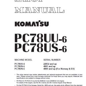 1-29 (2) Komatsu PC78US-6 and PC78UU-6 SERVICE MANUAL
