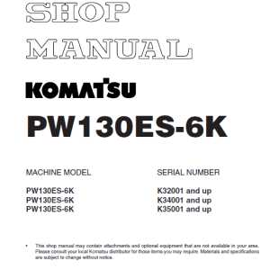 1-3 Komatsu Pw130es-6k Excavator Workshop Service Manual
