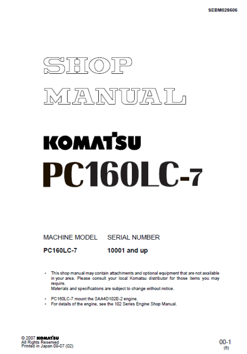 1-52 (2) Komatsu Pc160lc-7 Shop Manual, engine Shop Operation Manual