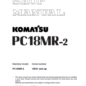 1-77 (1) Komatsu PC18MR-2 Hydraulic Excavator Service Repair Manual