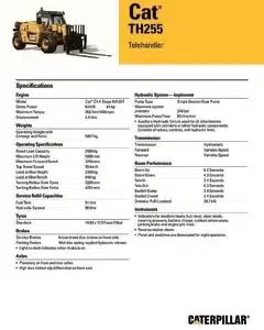 CATERPILLAR TH255 TELEHANDLER Parts Manual