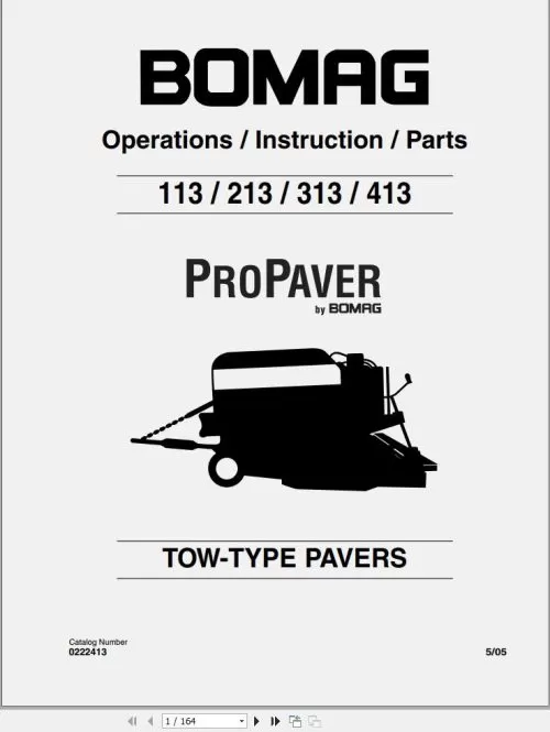 BOMAG 113 213 313 413 paver operating parts Manual