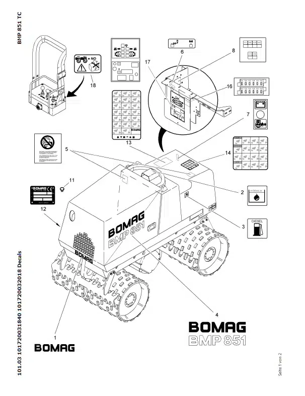 Bomag Bmp851 Trench Compactor Service Parts Manual