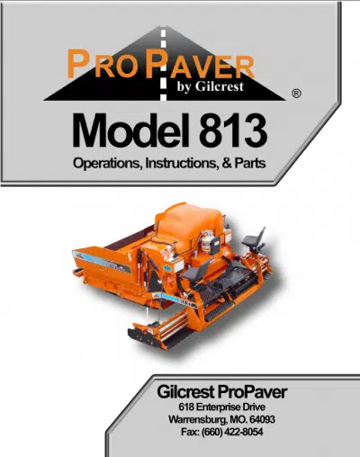 Bomag Pro Paver 813 Operator Manual