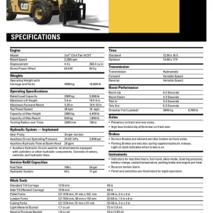 Caterpillar Cat Th255 Telehandler Service Repair Manual